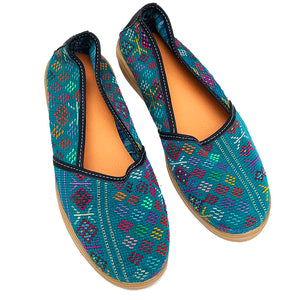 Teal Green Huipil Slip On Shoes
